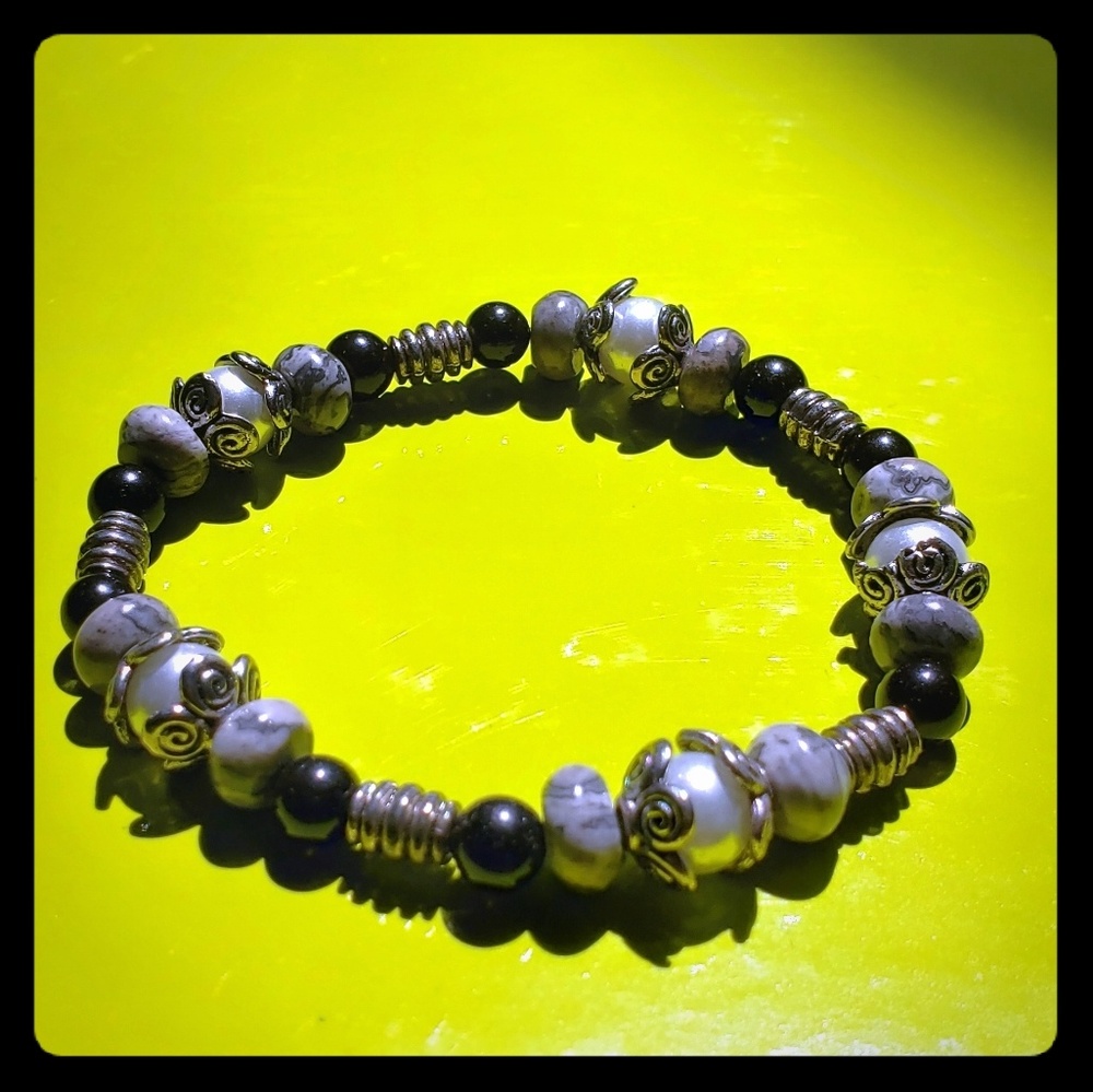 Beautiful handmade silver and black bracelet